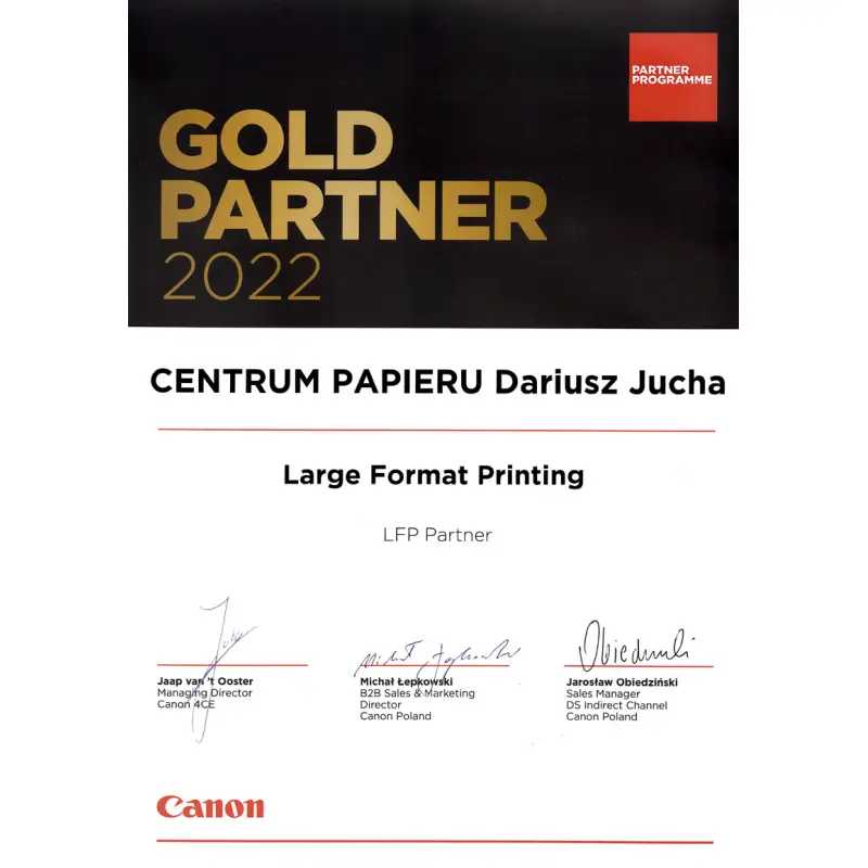 Gold Partner CANON LFP 2022